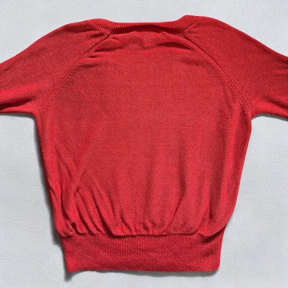 Banana Republic Womens Sweater S Red Knit Raglan Sleeves Linen Bamboo Blend - Picture 2 of 5